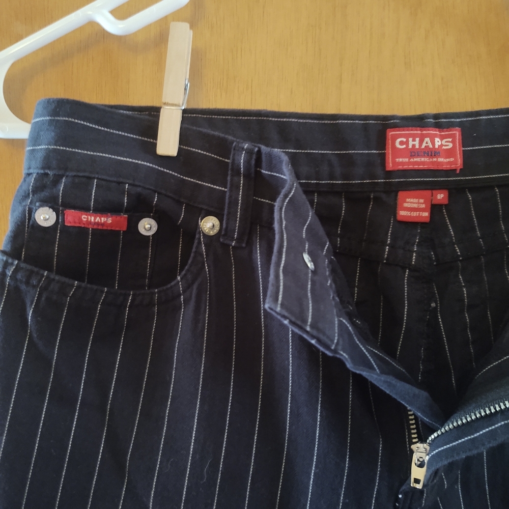 Pinstripe slacks (black & white)